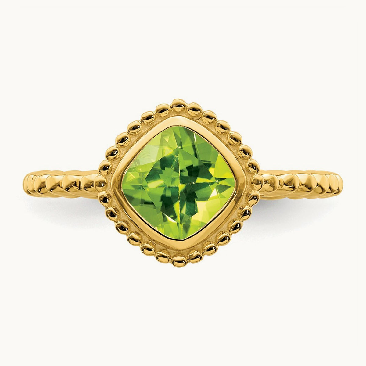 Cushion Peridot Ring, 14K