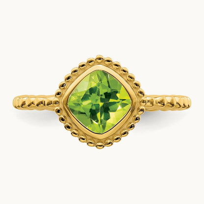 Cushion Peridot Ring, 14K