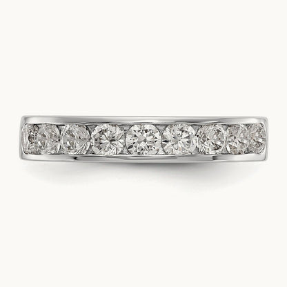 9-Stone Diamond Channel Band, 14K White Gold