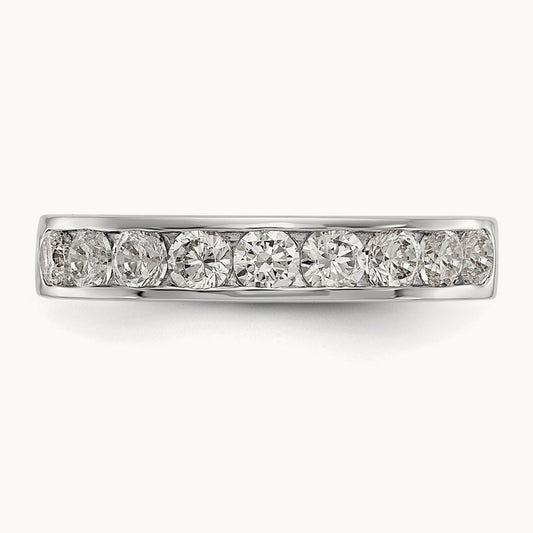 9-Stone Diamond Channel Band, 14K White Gold