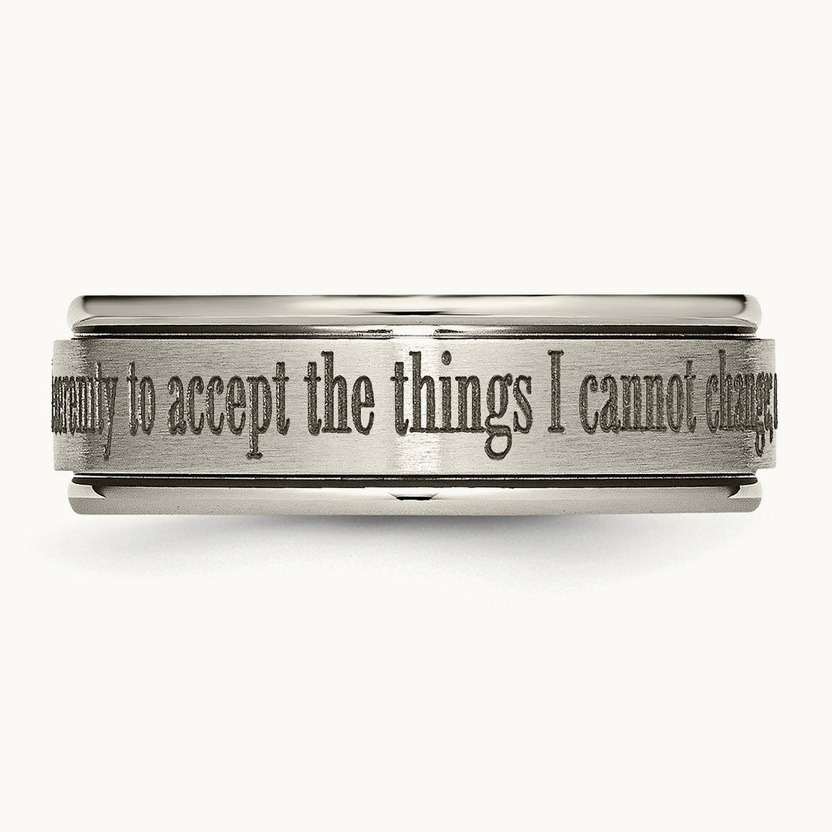 Brushed & Polished Serenity Laser Design Ridged Edge Band — photo set