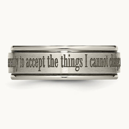 Brushed & Polished Serenity Laser Design Ridged Edge Band — photo set