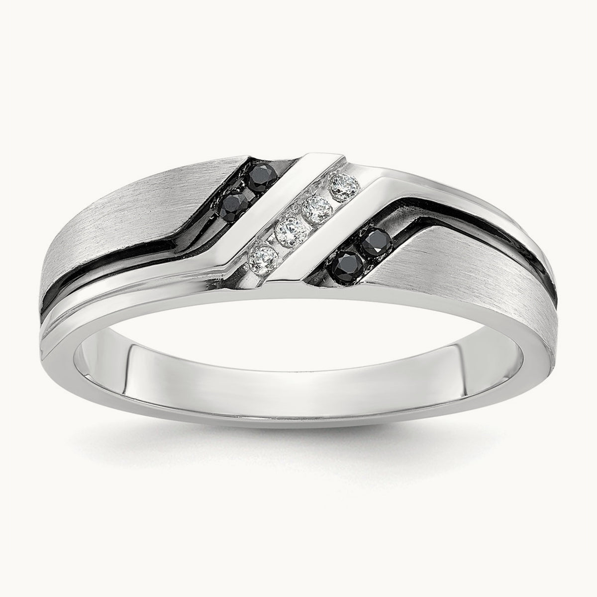 With Blk RH & Blk Men's Ring, 0.10 ct tw Lab-Grown Diamond