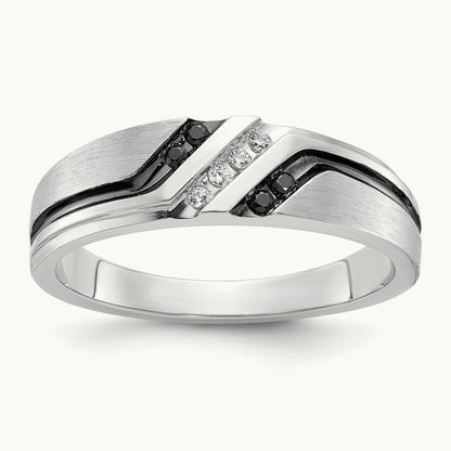 With Blk RH & Blk Men's Ring, 0.10 ct tw Lab-Grown Diamond