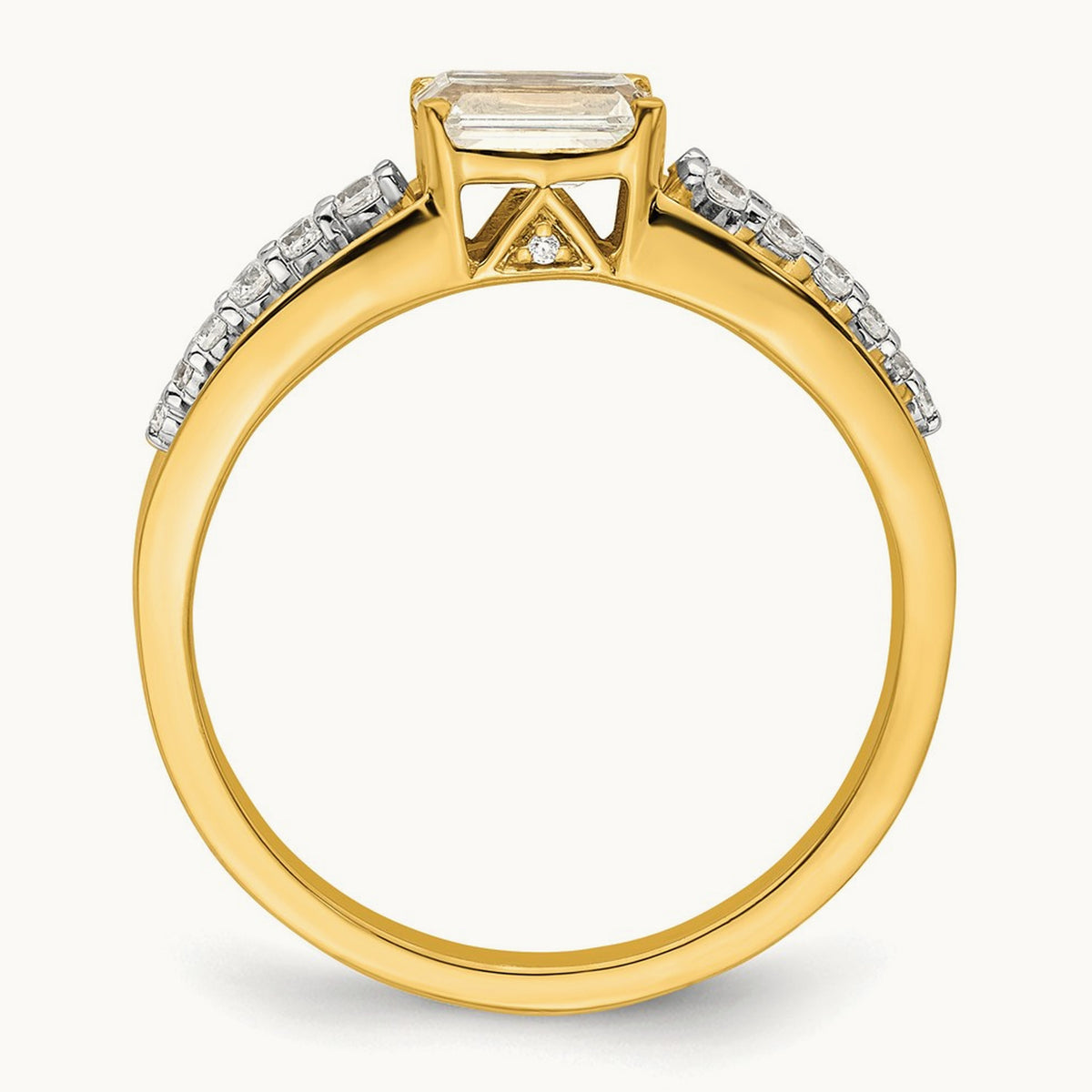 East West Emerald Semi-Mount Engagement Ring — 3/4 ct, 7