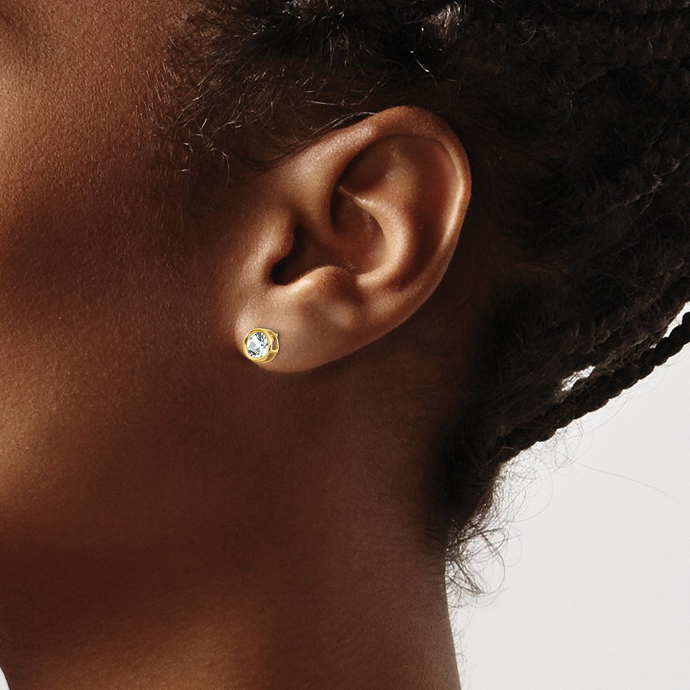 Bezel Topaz Stud Earrings — 14K Yellow Gold