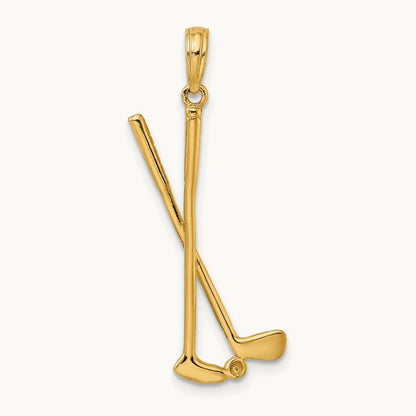 3-D Double Golf Clubs with Ball Charm, 14K