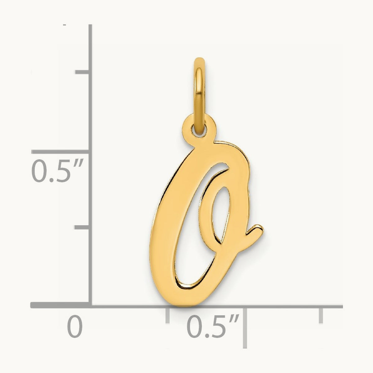 Medium Script Initial Charm — 14K Yellow Gold, O