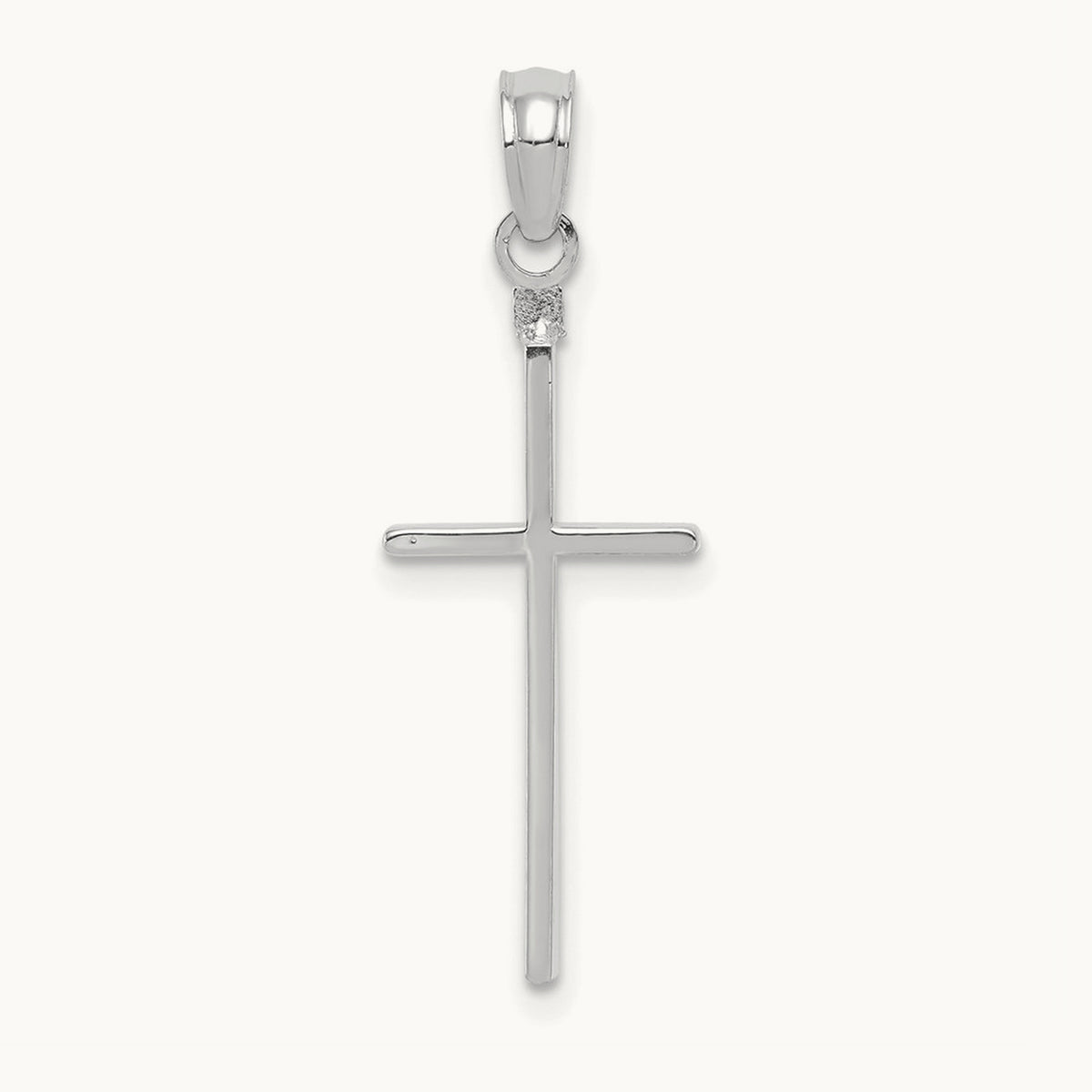 Polished Cross Pendant — 14K White Gold