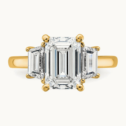 Emerald & Trapezoid Engagement Ring, 1.25-4.00 ct tw Lab-Grown Diamond — 4 ct, 14K Yellow Gold