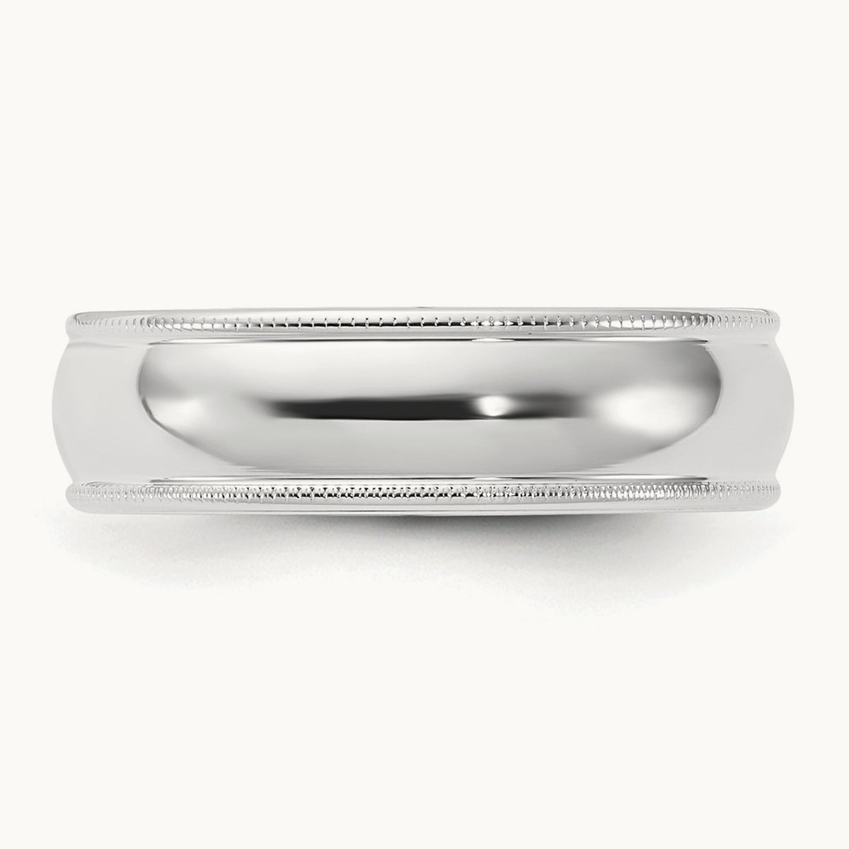 Milgrain Comfort Fit Band — 14K White Gold, 6mm