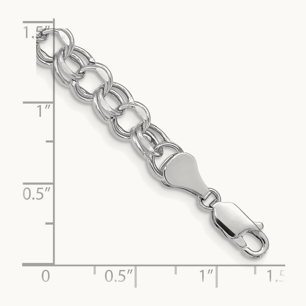 7in Hollow Double Link Charm Bracelet — 14K White Gold, 6.5mm