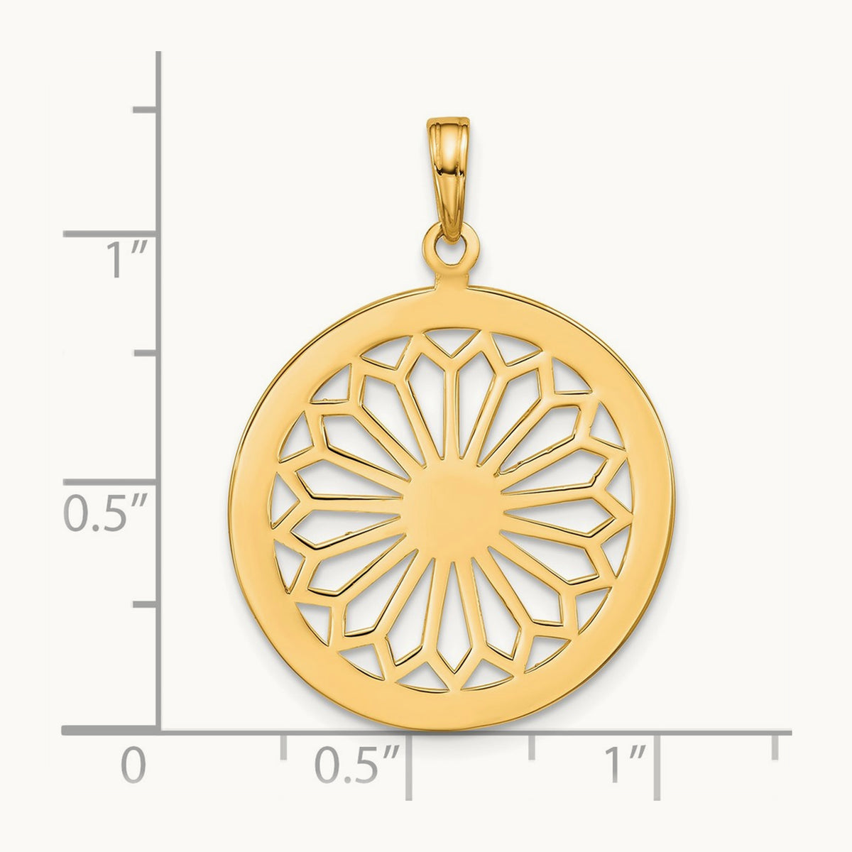 Retro Daisy In Round Frame Charm — 14K Yellow Gold
