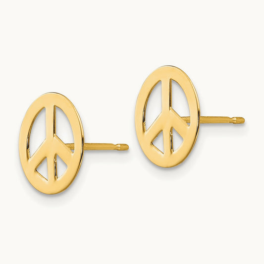 Madi K Peace Sign Post Earrings, 14K