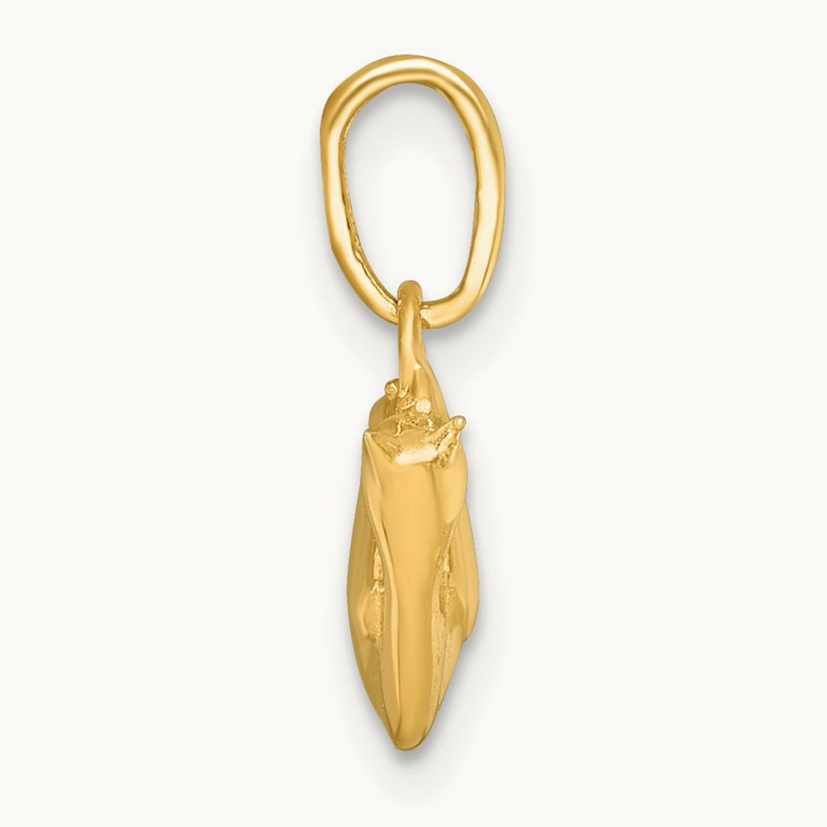 Polished 3-D Cat Hanging Charm, 14K
