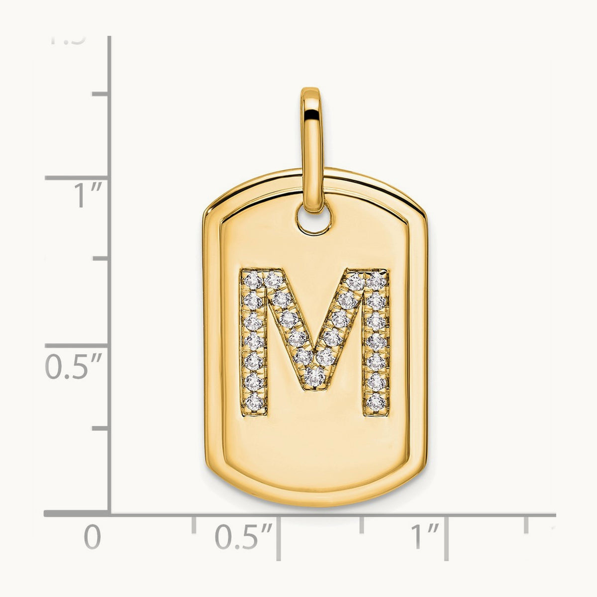 Diamond Dog Tag Charm — 14K Yellow Gold, M