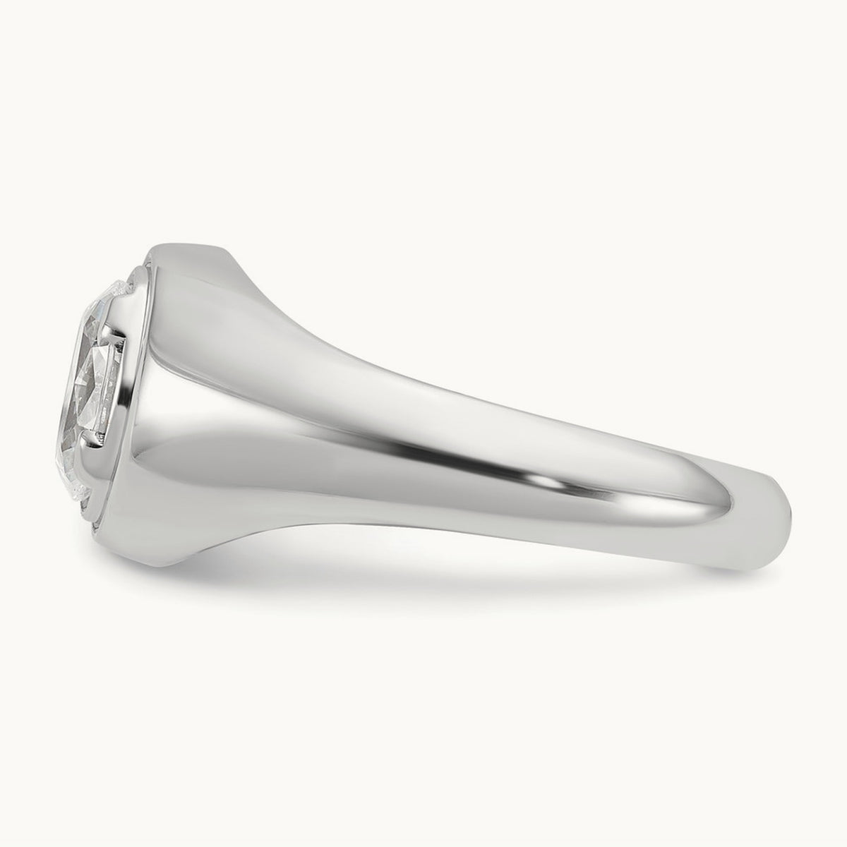 Oval Men's Ring — 14K White Gold, 10