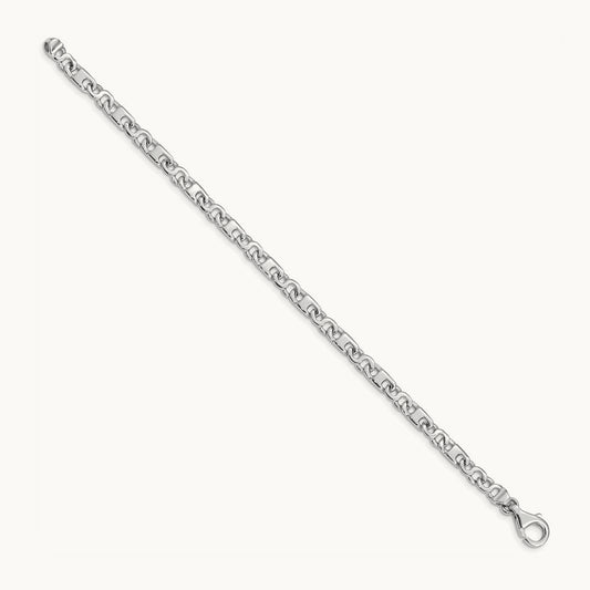 Hand Polished Fancy Link Bracelet, 4.4mm, 14K White Gold