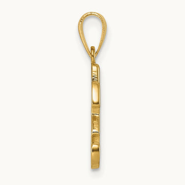 Script Letter H Initial Pendant, 14K Yellow Gold