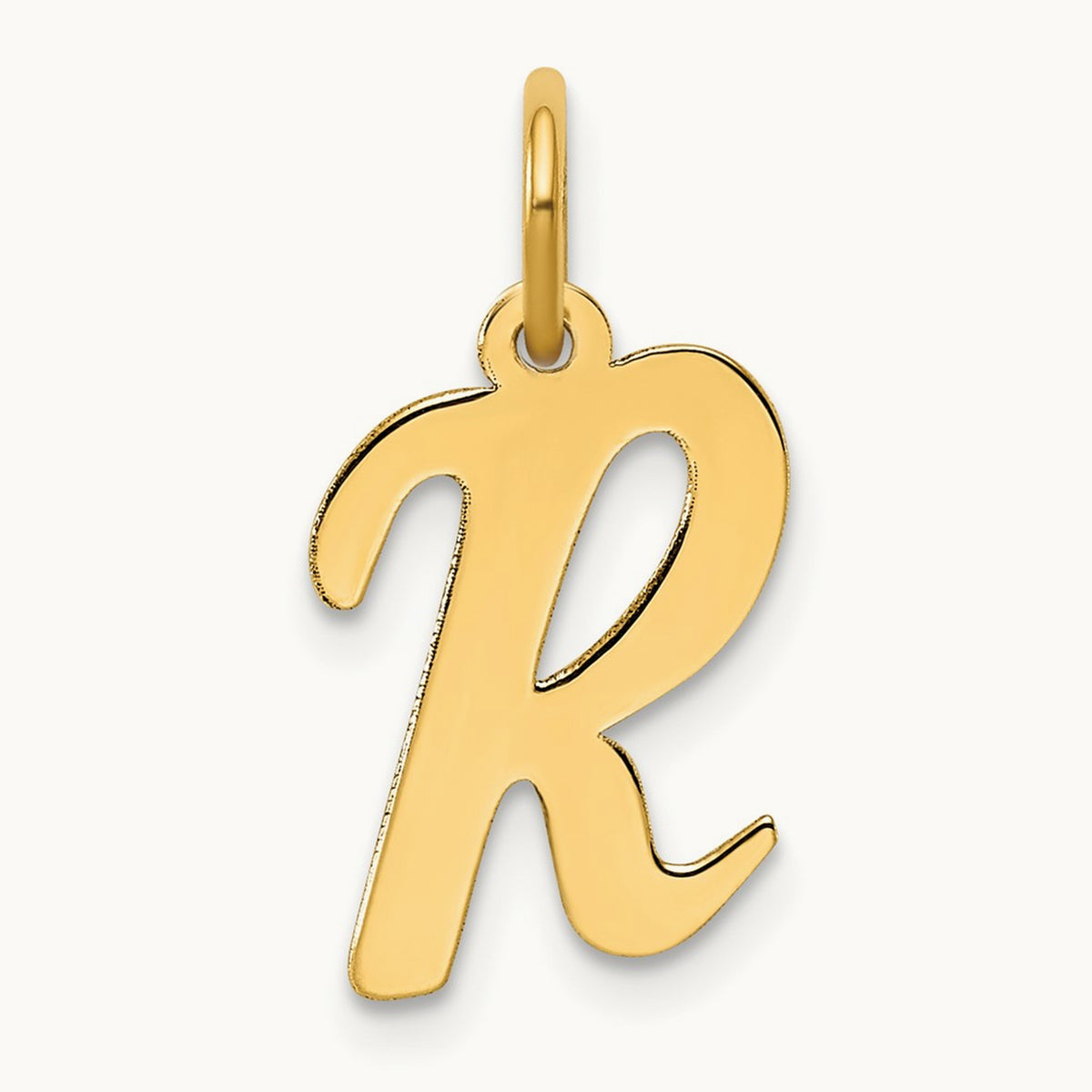 Medium Script Initial Charm — 14K Yellow Gold, R