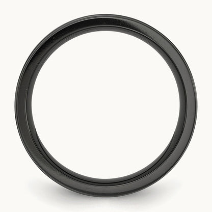 Black Zirconium Brushed Polished & Hammered w/Blue IP Band, 8mm
