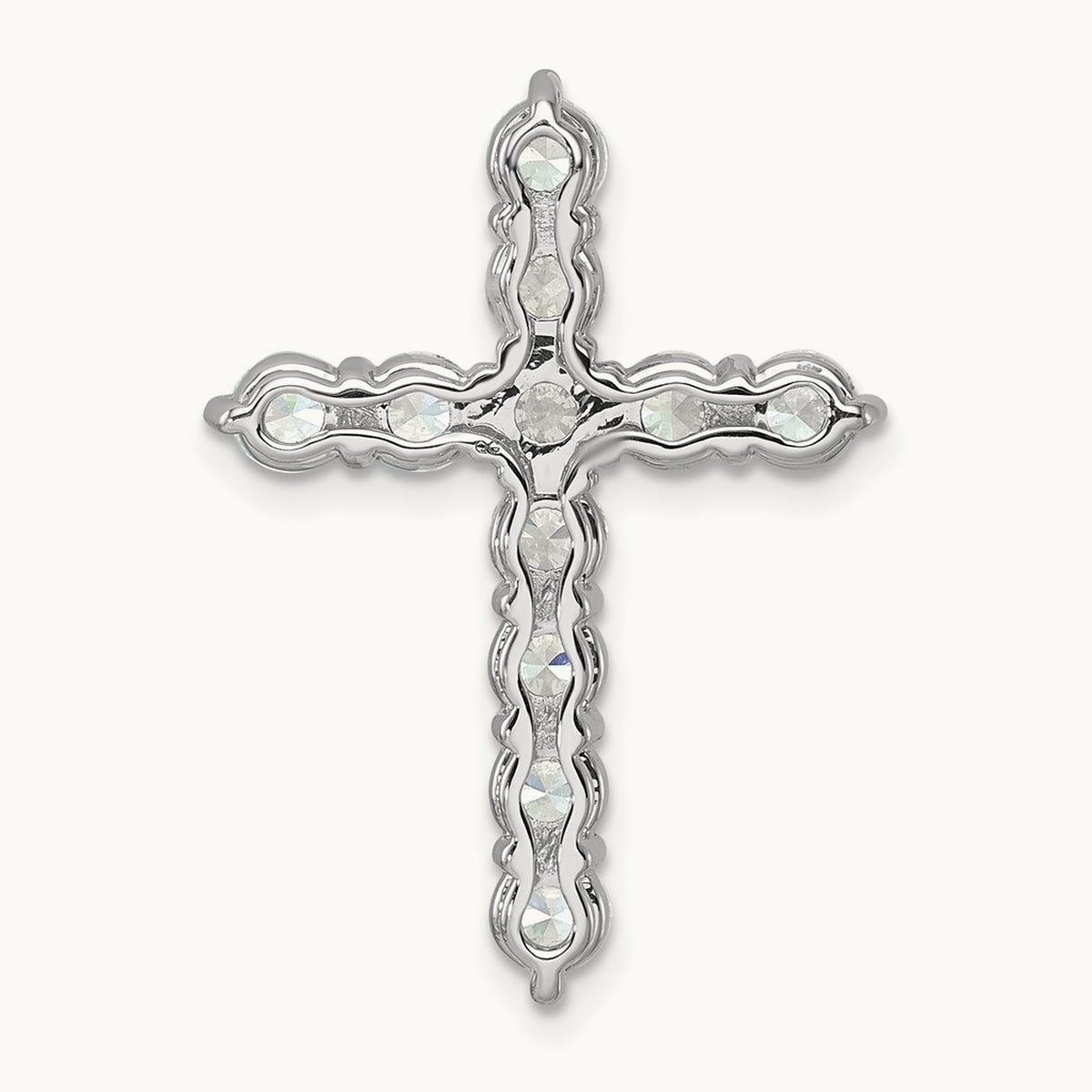 Cross Chain Slide Pendant, 3.00 ct tw Lab-Grown Diamond — 14K White Gold