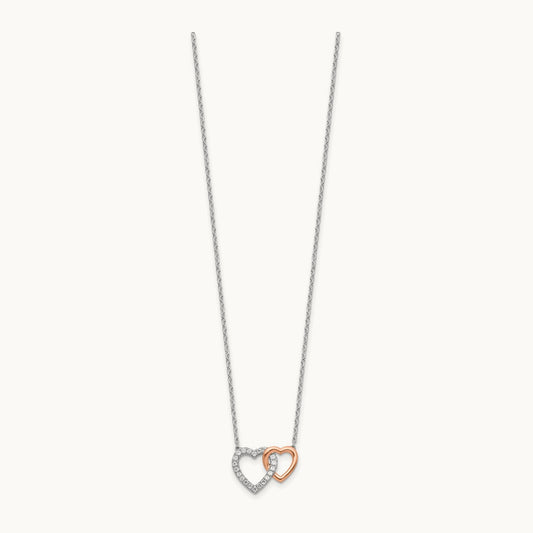 Interlocking Heart Necklace, 0.20 ct tw Lab-Grown Diamond