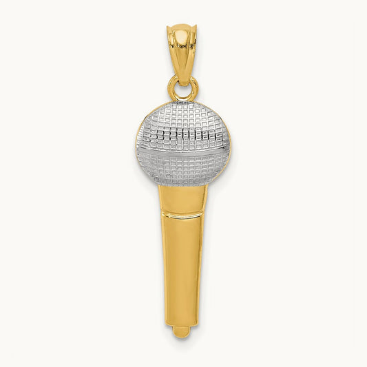 Microphone Pendant, 14K with Rhodium