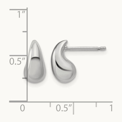 RH-plated Polished Puffed Teardrop Post Earrings, Sterling Silver — Leslie's