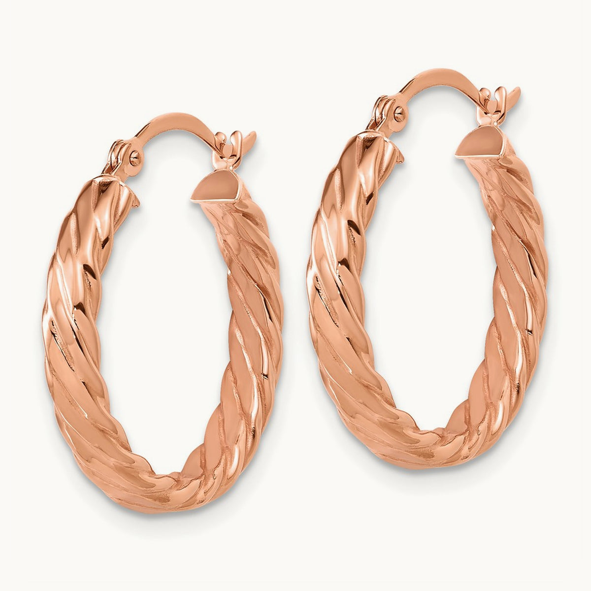 Small Patterned Hoop Earrings — 14K Rose Gold