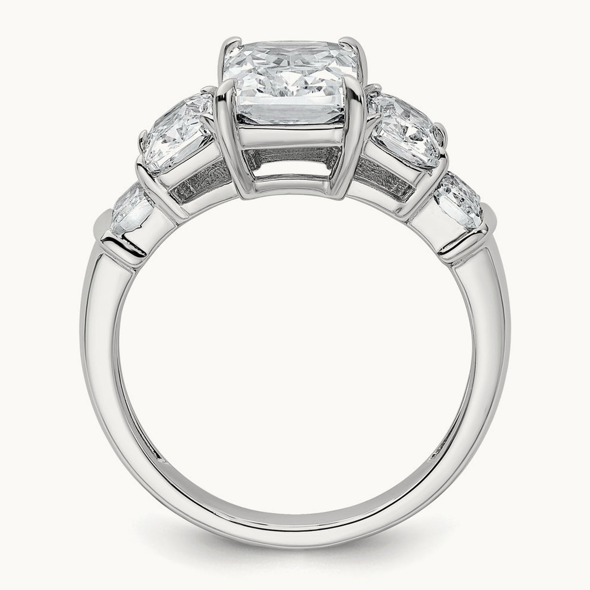 Emerald 3 Stone Engagement Ring, 3.50 ct tw Lab-Grown Diamond — VS (Best), 14K White Gold