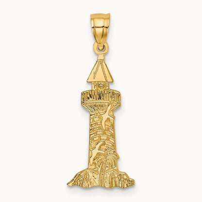 Lighthouse With Seagulls Charm, 14K