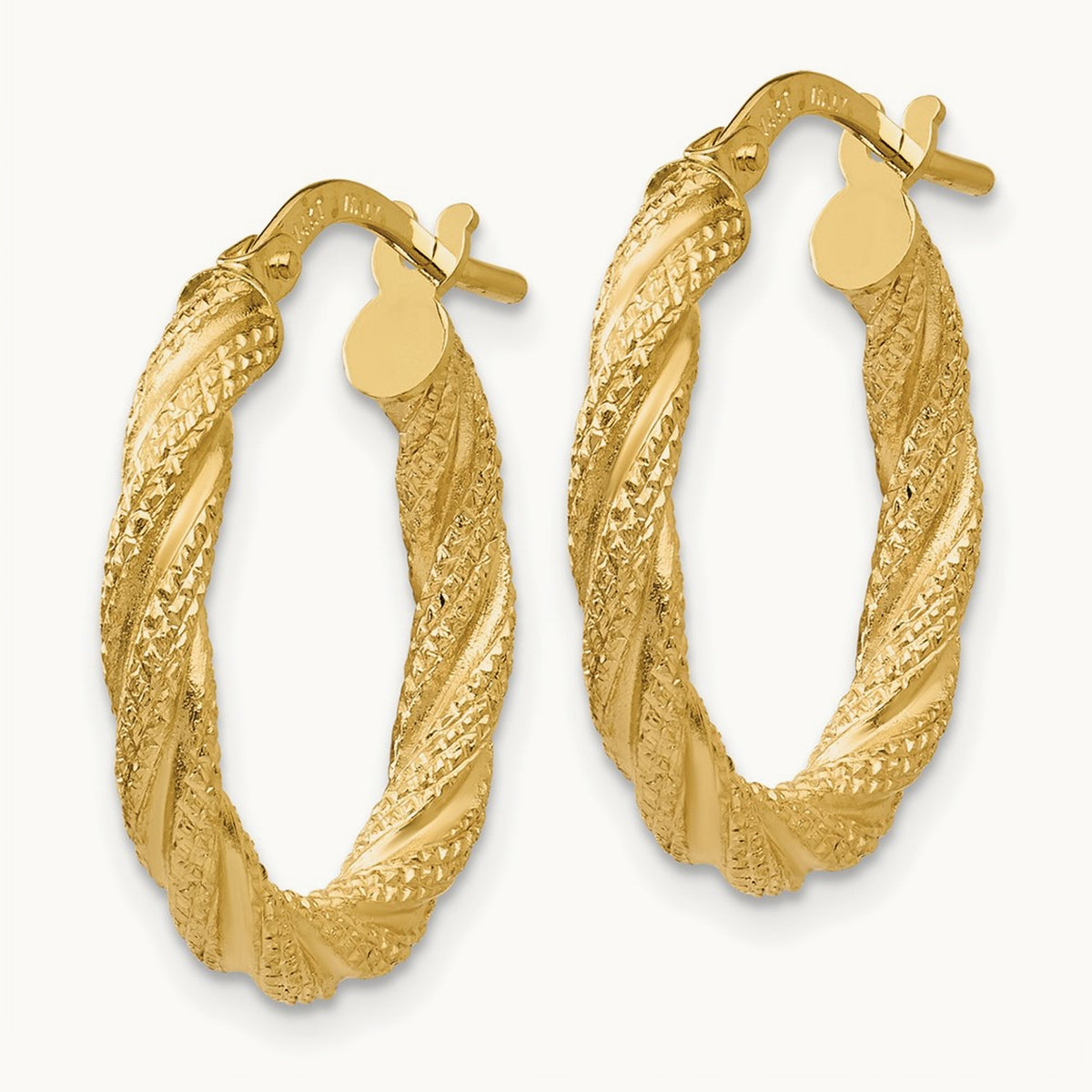 Twisted Textured Hoop Earrings — 14K Yellow Gold, 20mm
