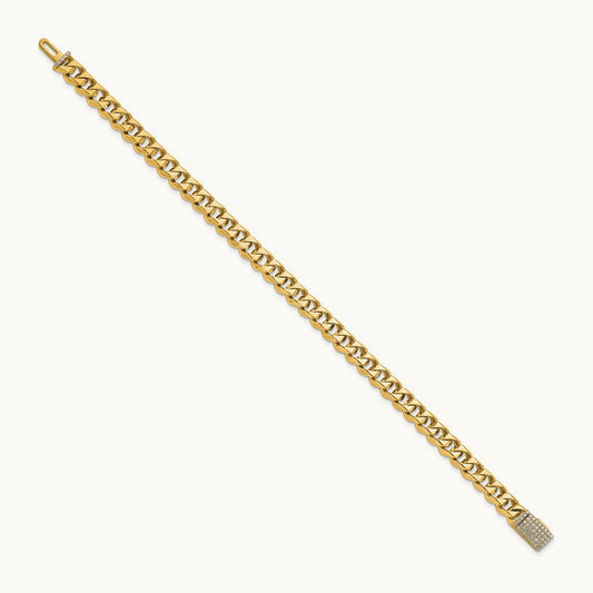 Hand-polished Traditional Link Diamond Clasp Bracelet, 7mm, 14K