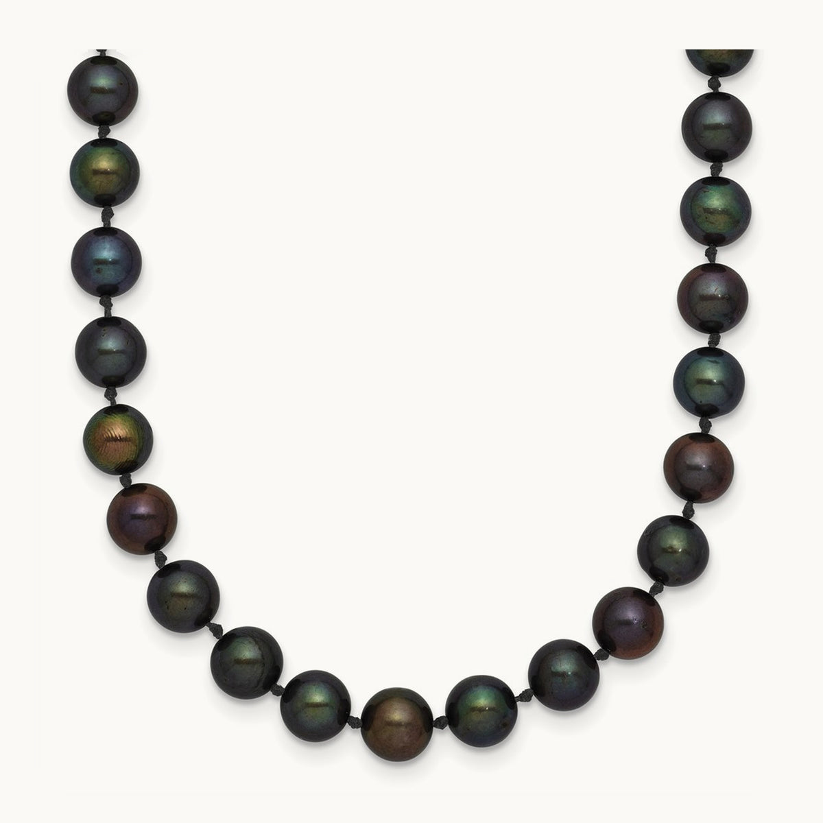 5- Black Near Round Freshwater Cultured Pearl Necklace, 6mm, 14K