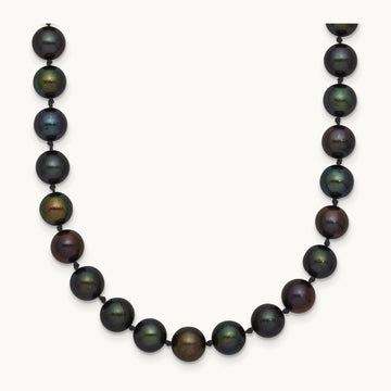 5- Black Near Round Freshwater Cultured Pearl Necklace, 6mm, 14K
