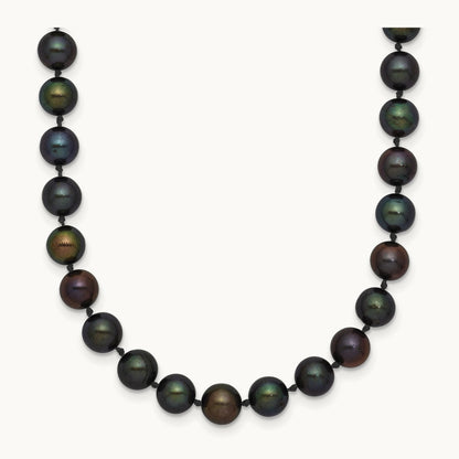 5- Black Near Round Freshwater Cultured Pearl Necklace, 14K
