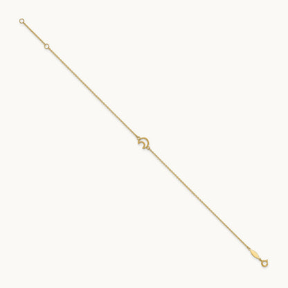 Textured and Polished Moon 9in Plus 1in ext. Anklet, 14K Gold