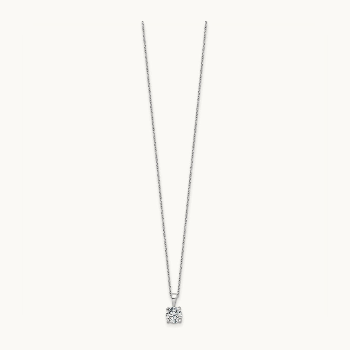 Four-Prong Pendant Necklace, 0.50-2.00 ct tw Lab-Grown Diamond — 1 ct, 14K White Gold