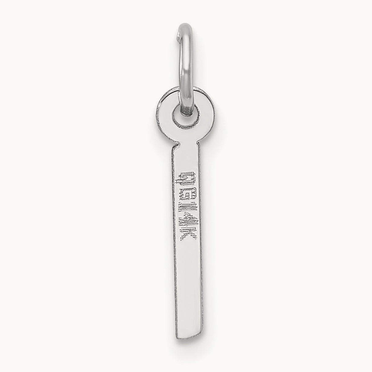 Slanted Block Initial Charm — 14K White Gold, I