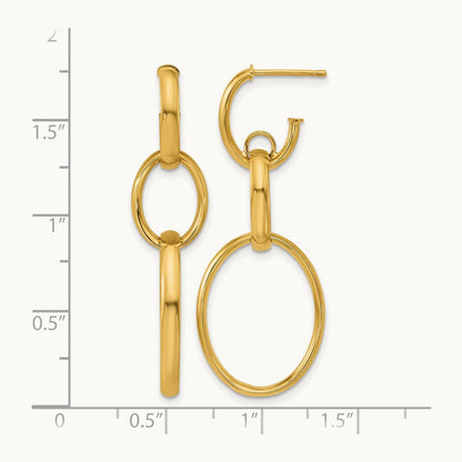 Polished Oval Link Post Earrings, 14K — Leslie's