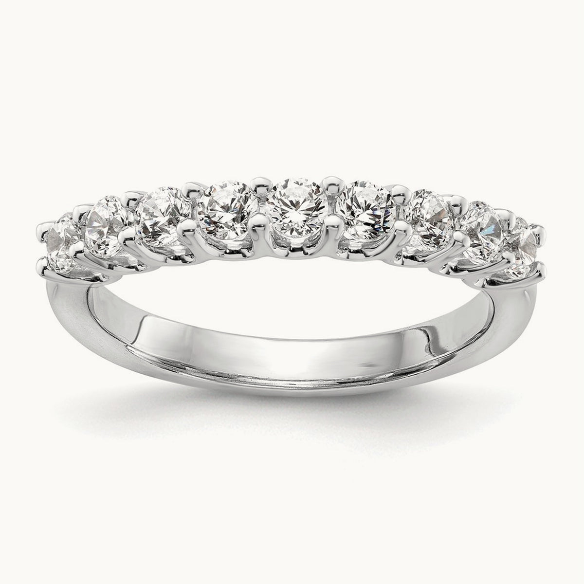 9-Stone Diamond Band, 14K White Gold