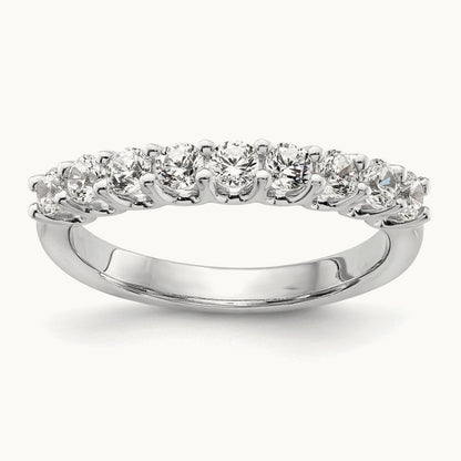 9-Stone Diamond Band, 14K White Gold