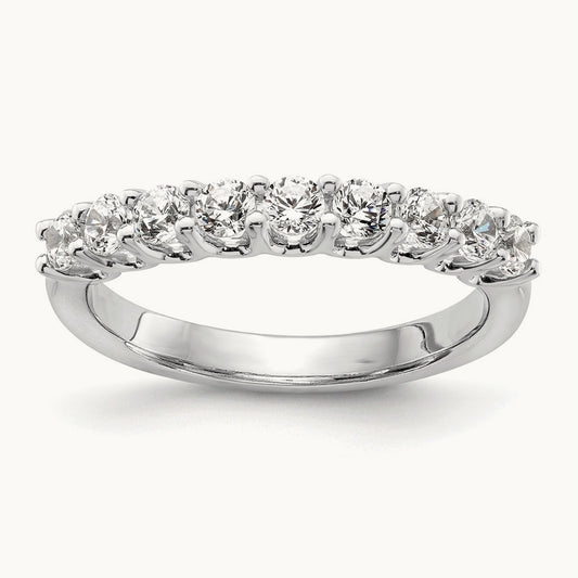9-Stone Diamond Band, 14K White Gold