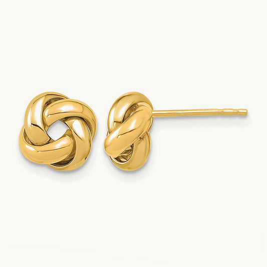 Polished Love Knot Post Earrings — 14K Yellow Gold, 8.5mm