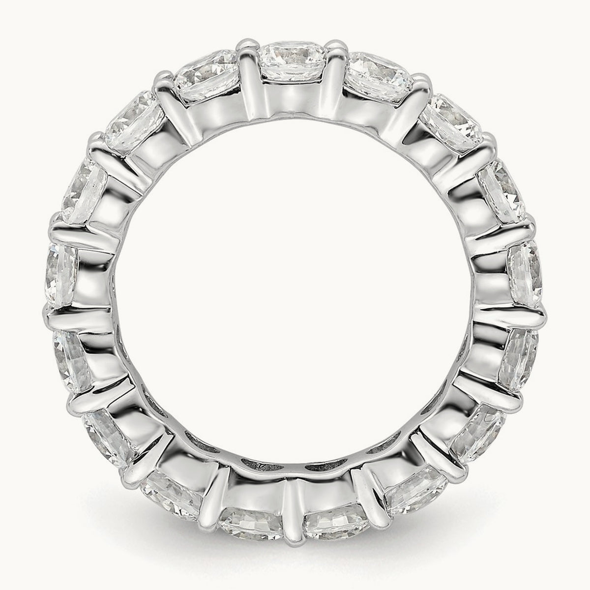 Polished Shared Prong Diamond Eternity Band, 3.00 ct tw — 14K White Gold