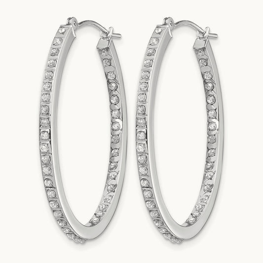 WG Diamond Fascination Diamond Dust/Accent Oval Hoop Earrings, 14K