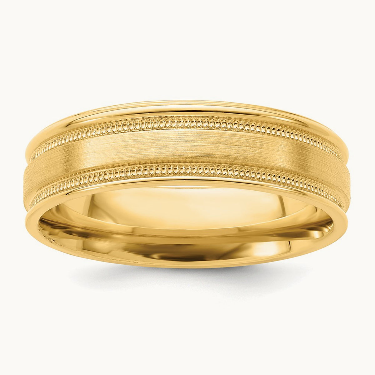 Heavy Comfort Fit Brush Satin Fancy Band, 14K Yellow Gold