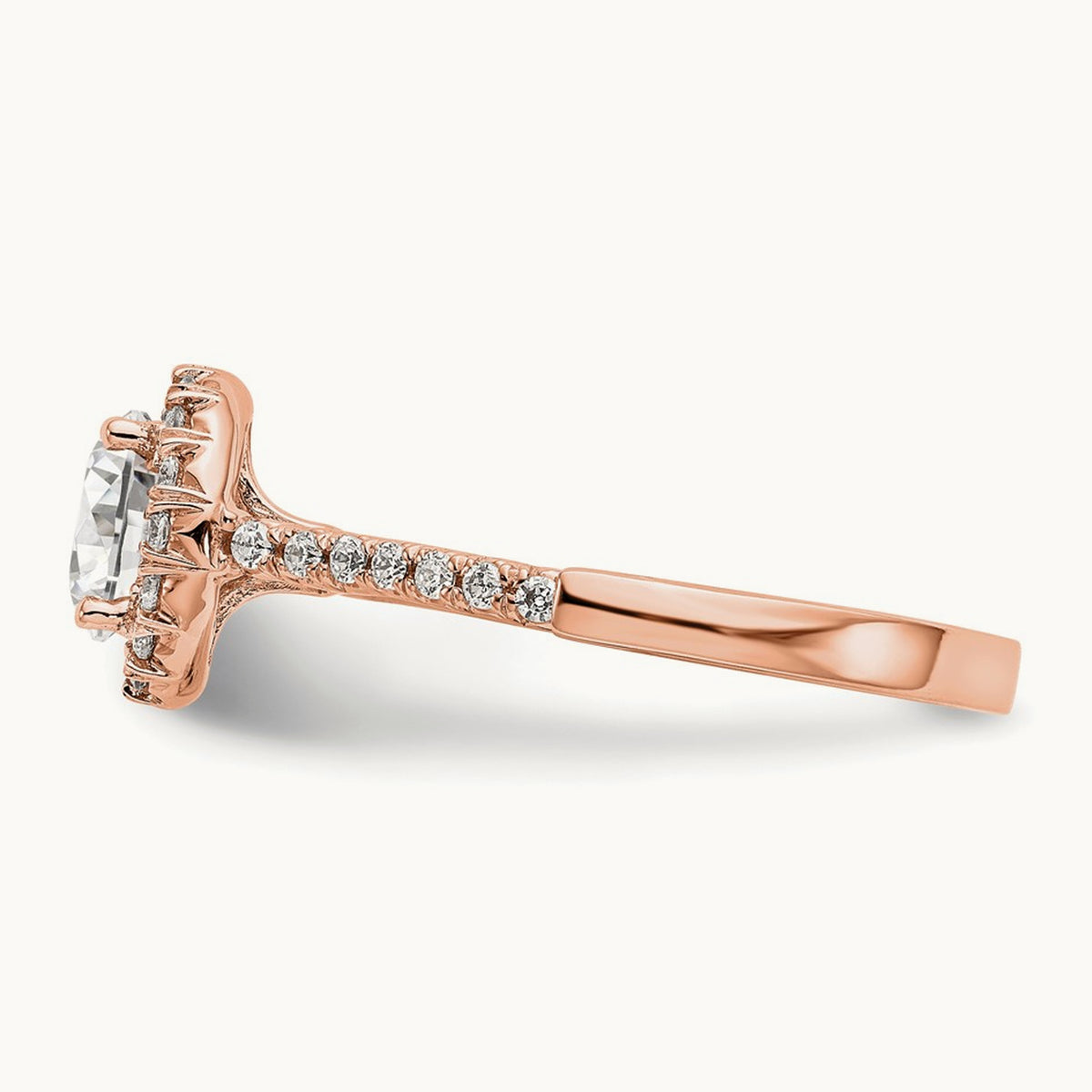 Semi-Mount Engagement Ring, 0.25-0.50 ct tw Lab-Grown Diamond — 1/3 ct (holds 1 ct center) · VS/SI (Great), 14K Rose Gold, 7