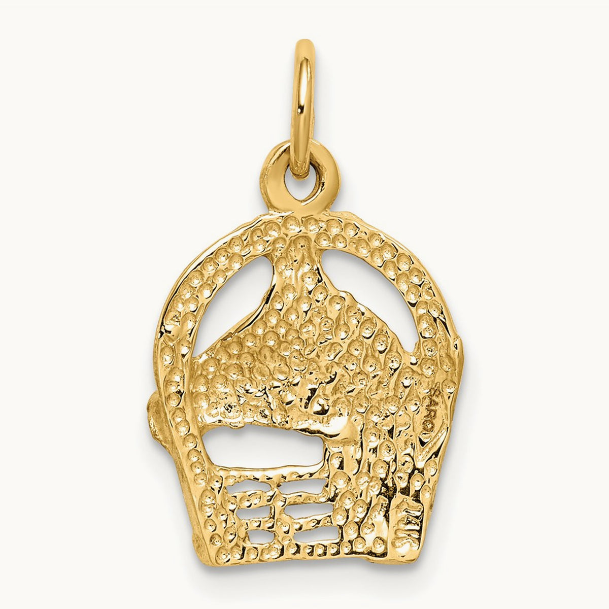 Diamond-cut Horse Head in Horseshoe Charm — 14K Yellow Gold